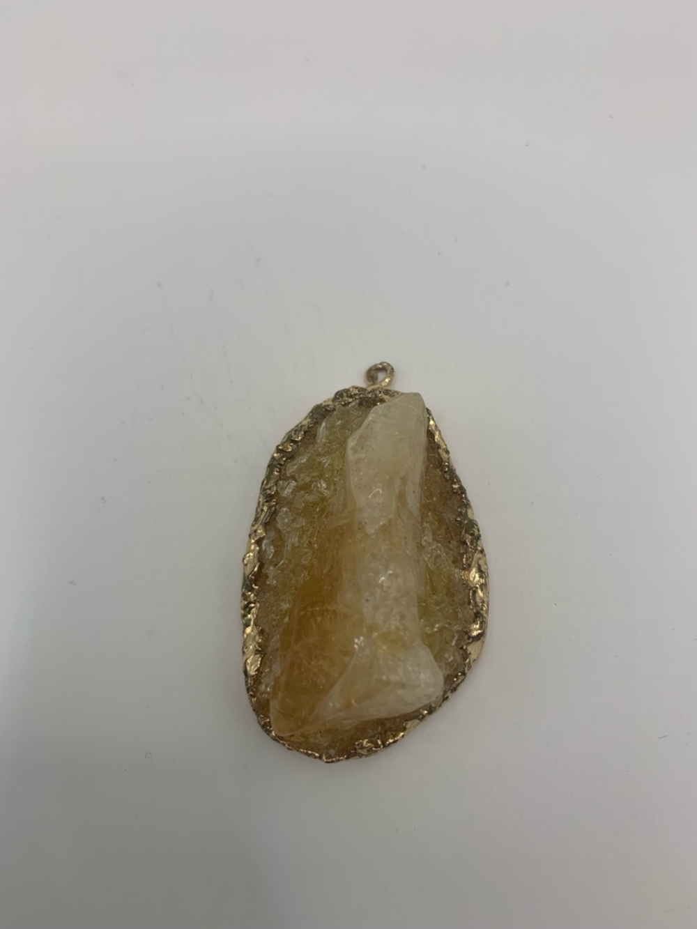 Natural Raw Citrine Gold-Edge Pendant